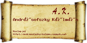 Andrásofszky Kálmán névjegykártya